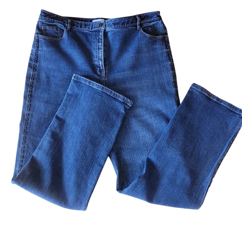Charter Club Studded Blue Jeans Laura Fit Full Length Straight Leg Size 12